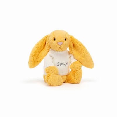 Jellycat Bashful Sunshine Bunny with Cream Jumper UK | 68235MNWY
